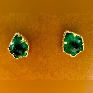 Kendra Scott Tessa Gold tone Green Studs